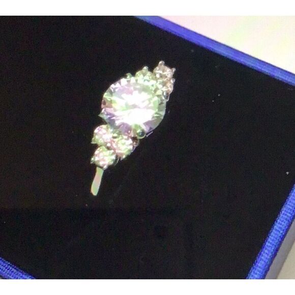 2 Ct. Round Solitaire & Cluster Design Engagement/Bridal Ring Sz 7 - Picture 2 of 5